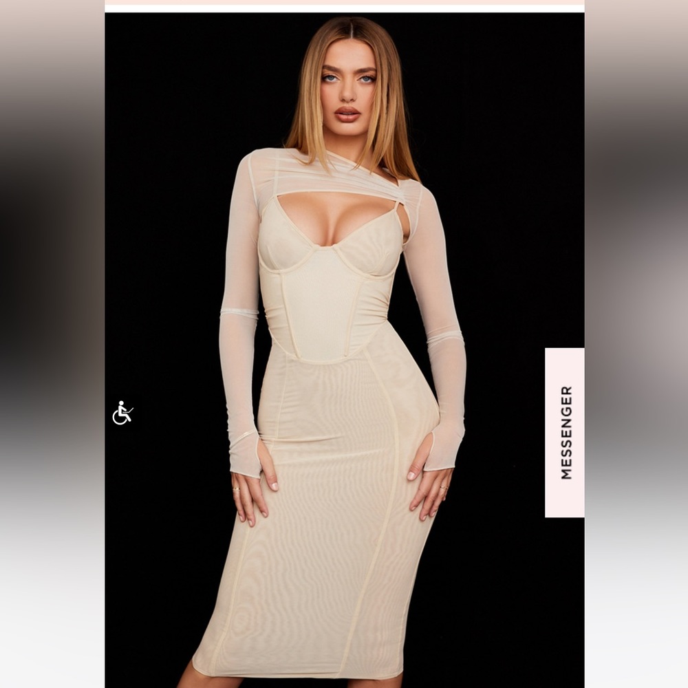 House of CB beige small midi corset dress